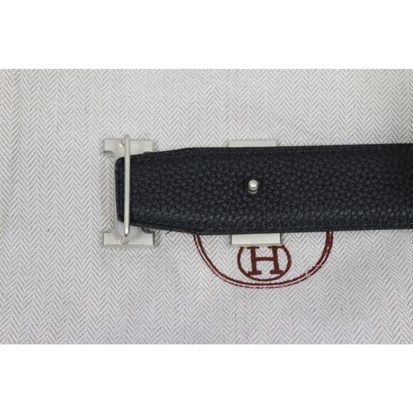 Hermes Constance H Buckle Belt Black Leather Size 85 Palladium - Picture 7 of 9